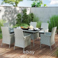 Outsunny 6 Seater Rattan Garden Furniture Set with Cushions, Grey