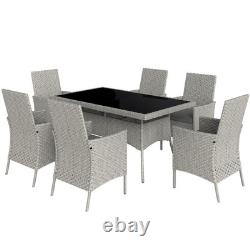 Outsunny 6 Seater Rattan Garden Furniture Set with Cushions, Grey