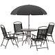 Outsunny 6pc Garden Dining Set Outdoor Furniture Folding Chairs Table Parasol