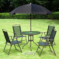 Outsunny 6PC Garden Dining Set Outdoor Furniture Folding Chairs Table Parasol