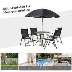 Outsunny 6PC Garden Dining Set Outdoor Furniture Folding Chairs Table Parasol