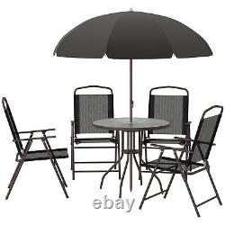 Outsunny 6PC Garden Dining Set Outdoor Furniture Folding Chairs Table Parasol