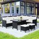 Outsunny 6pc Outdoor Rattan Sofa Dining Table Stool Lounger Garden Furniture Set