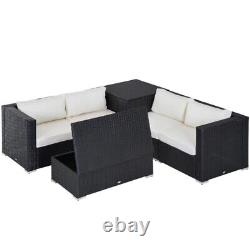 Outsunny 6PC Rattan Garden Sofa Set Patio Furniture with Cushions & Table New