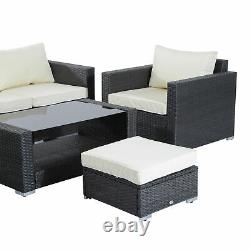Outsunny 7PC Deluxe Rattan Garden Furniture Set Wicker Sofa Table Chairs Patio