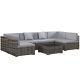 Outsunny 7pc Rattan Garden Furniture Set Coffee Table Buckle Structure, Grey