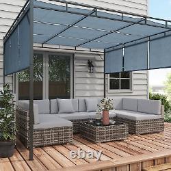 Outsunny 7PC Rattan Garden Furniture Set Coffee Table Buckle Structure, Grey