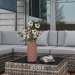 Outsunny 7PC Rattan Garden Furniture Set Coffee Table Buckle Structure, Grey