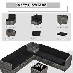 Outsunny 8Pcs Patio Rattan Sofa Set Garden Furniture Side Table with Cushion