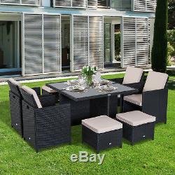 Outsunny 9PC Rattan Dining Set Garden Furniture Table Chair Sofa Conservatory