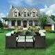 Outsunny 9pc Rattan Furniture Set Garden Cushion Sofa Chairs Table Patio Outdoor