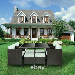 Outsunny 9PC Rattan Furniture Set Garden Cushion Sofa Chairs Table Patio Outdoor