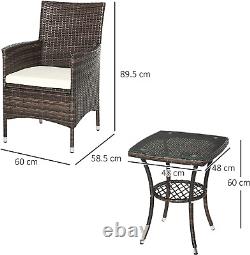 Outsunny Garden Outdoor Rattan Furniture Bistro Set 3 Pcs Patio Weave Companion