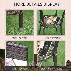 Outsunny Garden Outdoor Rattan Furniture Bistro Set 3 Pcs Patio Weave Companion