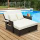 Outsunny Garden Rattan Furniture 2 Seater Patio Sun Lounger Daybed Sunbed