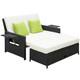 Outsunny Garden Rattan Furniture Set 2 Seater Patio Sun Bed Used