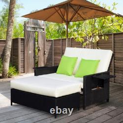 Outsunny Garden Rattan Furniture Set 2 Seater Patio Sun Bed Used