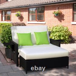 Outsunny Garden Rattan Furniture Set 2 Seater Patio Sun Bed Used