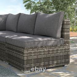 Outsunny Outdoor Garden Furniture Rattan Single Middle Sofa with Cushion Dark Grey