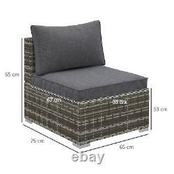 Outsunny Outdoor Garden Furniture Rattan Single Middle Sofa with Cushion Dark Grey