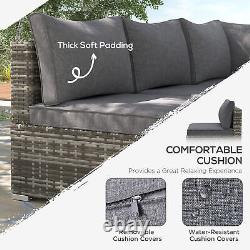 Outsunny Outdoor Garden Furniture Rattan Single Middle Sofa with Cushion Dark Grey