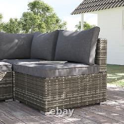 Outsunny Outdoor Garden Furniture Rattan Single Middle Sofa with Cushion Dark Grey