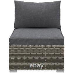 Outsunny Outdoor Garden Furniture Rattan Single Middle Sofa with Cushion Dark Grey