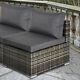 Outsunny Outdoor Garden Furniture Rattan Single Middle Sofa With Cushion Deep Grey