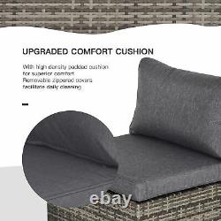 Outsunny Outdoor Garden Furniture Rattan Single Middle Sofa with Cushion Deep Grey