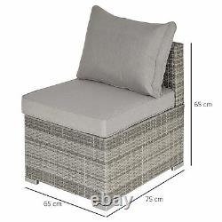 Outsunny Outdoor Garden Furniture Rattan Single Middle Sofa with Cushions Grey