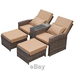 Outsunny Outdoor Garden Rattan Sofa Lounger Recliner Wicker Patio Furniture Set