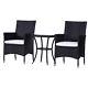 Outsunny Rattan Bistro Set Garden Chair Table Patio Outdoor, Black