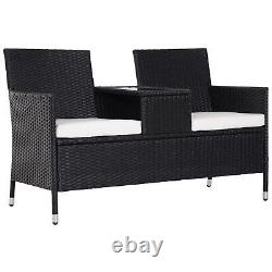 Outsunny Rattan Chair Garden Furniture Patio Companion Love Seat Table Black