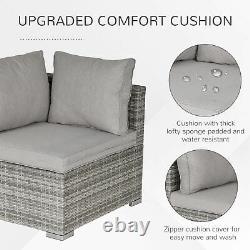 Outsunny Rattan Corner Sofa Garden Rattan Furniture Single Sofa Chair with Cushion