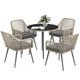 Outsunny Rattan Dining Set, 4 Seater Rattan Garden Furniture, Light Brown