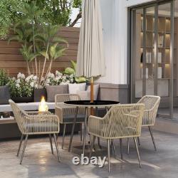 Outsunny Rattan Dining Set, 4 Seater Rattan Garden Furniture, Light Brown