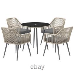 Outsunny Rattan Dining Set, 4 Seater Rattan Garden Furniture, Light Brown