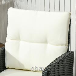 Outsunny Rattan Garden Furniture Sofa Set, 2 Armchairs 2 Footstools Table White