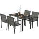 Outsunny Rattan Garden Furniture For 4, Dining Table And Chairs, Grey