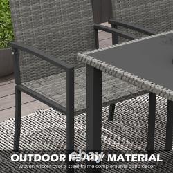 Outsunny Rattan Garden Furniture for 4, Dining Table and Chairs, Grey