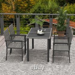 Outsunny Rattan Garden Furniture for 4, Dining Table and Chairs, Grey