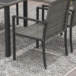 Outsunny Rattan Garden Furniture for 4, Dining Table and Chairs, Grey