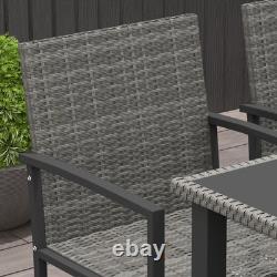 Outsunny Rattan Garden Furniture for 4, Dining Table and Chairs, Grey