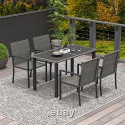 Outsunny Rattan Garden Furniture for 4, Dining Table and Chairs, Grey