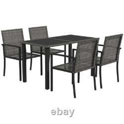 Outsunny Rattan Garden Furniture for 4, Dining Table and Chairs, Grey