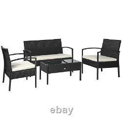 Outsunny Rattan Sofa Set Garden Furniture Outdoor Patio Wicker Weave Chair Table