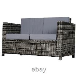Outsunny Rattan Wicker 2-seat Sofa Loveseat Padded Garden Furniture All Weather