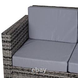 Outsunny Rattan Wicker 2-seat Sofa Loveseat Padded Garden Furniture Grey