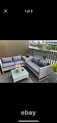 Outsunny rattan garden furniture set + Corner Storage table + Love Seat 5 PCS