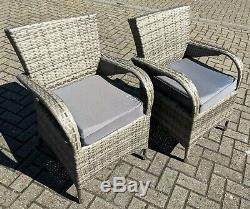 Pair Of Outdoor Rattan Weave Dining Chairs 2x Garden Furniture Chairs